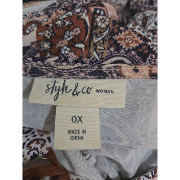 Style & Co Womens Cold Shoulder Long Sleeve Top Plus Size 0X Ruffle Boho Stretch - Picture 5 of 10